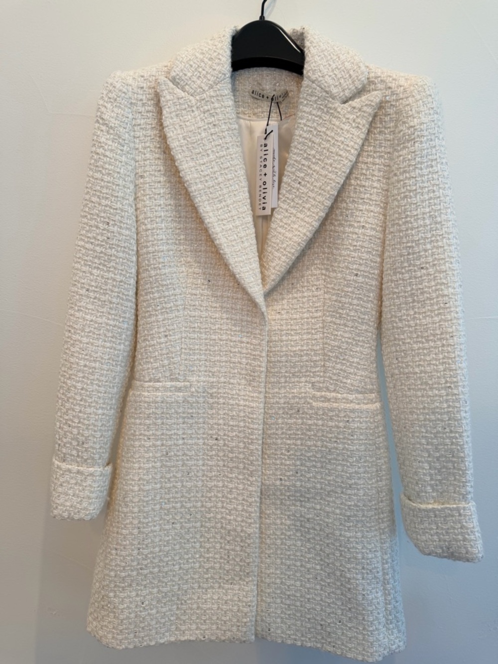 Alice + Olivia Cream Bouclé Blazer Coat